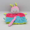 Doudou plat insecte papillon bleu rose vert SUCRE D'ORGE