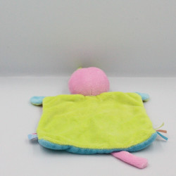 Doudou plat insecte papillon bleu rose vert SUCRE D'ORGE