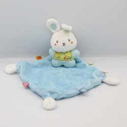 Doudou plat mon lapin bleu vert pois NICOTOY