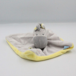 Doudou plat cheval zébre gris jaune SUCRE D'ORGE