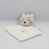 Doudou plat chat renard blanc gris noisette SUCRE D'ORGE