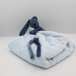 Doudou plat lapin bleu Lapidou couverture NATTOU