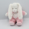 Doudou lapin blanc rose étoiles TEX BABY