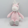 Doudou licorne rose blanc gris rayé TOM & KIDDY TOMKIDS