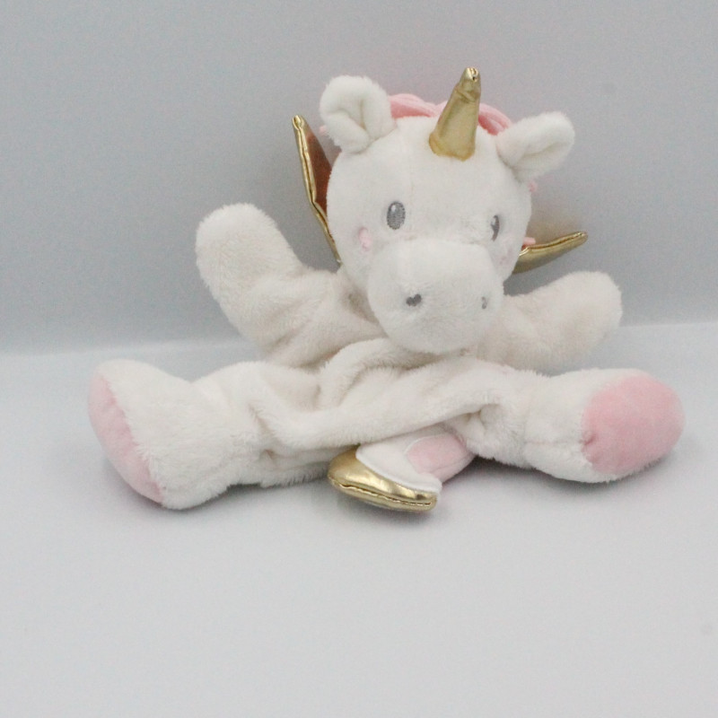 Doudou marionnette licorne blanc rose doré SIMBA TOYS NICOTOY