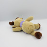 Doudou cerf renne elan beige marron écharpe mauve MILKA