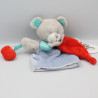 Doudou et compagnie marionnette ours gris bleu rouge Magic