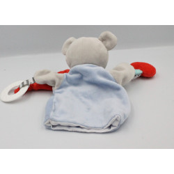 Doudou et compagnie marionnette ours gris bleu rouge Magic
