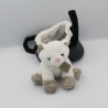 Doudou peluche chat blanc dans son sac panier HISTOIRE D'OURS