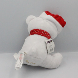 Doudou Ours blanc gris rouge SERGENT MAJOR