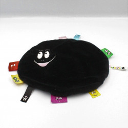 Doudou plat rond Barbapapa noir Barbouille étiquette JEMINI