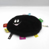 Doudou plat rond Barbapapa noir Barbouille étiquette JEMINI
