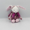 Doudou et compagnie hochet lapin blanc rose prune cerise