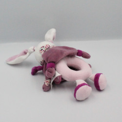 Doudou et compagnie hochet lapin blanc rose prune cerise
