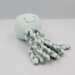 Doudou pieuvre poulpe bleu ciel laine Octopus NATTOU