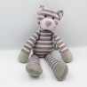 Doudou tigre gris mauve rayé CMI
