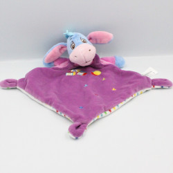 Doudou plat bourriquet violet bleu blanc étoiles cubes DISNEY NICOTOY