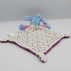 Doudou plat bourriquet violet bleu blanc étoiles cubes DISNEY NICOTOY