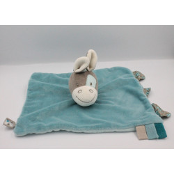 Doudou plat âne cheval gris bleu Gaston et Cyril NATTOU