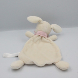 Doudou plat lapin blanc écru rose pois rose H&M