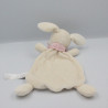 Doudou plat lapin blanc écru rose pois rose H&M
