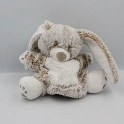 Doudou marionnette lapin marron beige blanc TEX BABY
