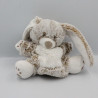 Doudou marionnette lapin marron beige blanc TEX BABY