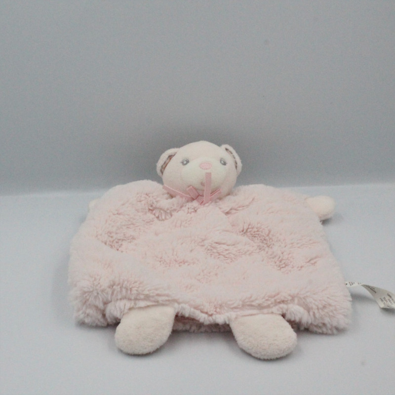 Doudou plat marionnette ours rose PERLE KALOO