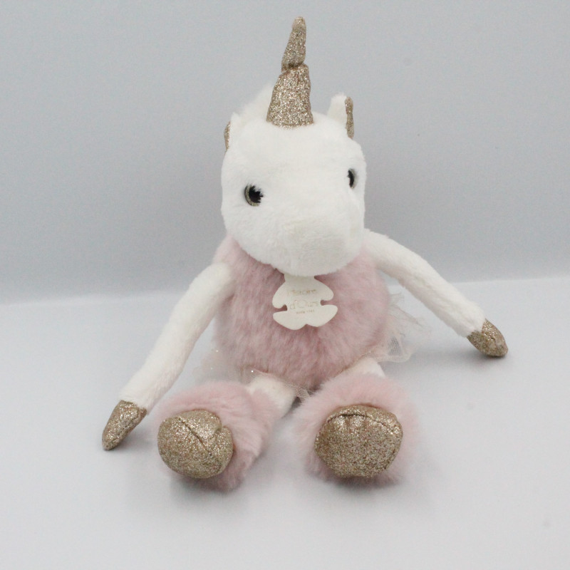 Doudou licorne rose blanc or HISTOIRE D'OURS