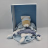 Doudou et compagnie plat ours bleu blanc fourrure Petit Chou avec boite