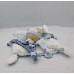 Doudou et compagnie plat ours bleu blanc fourrure Petit Chou avec boite