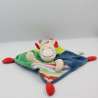 Doudou plat vache girafe bleu vert rose rouge laine NICOTOY