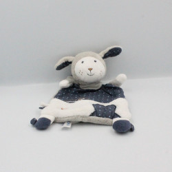 Doudou plat mouton bleu gris blanc étoiles Merlin SAUTHON