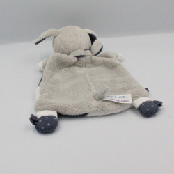 Doudou plat mouton bleu gris blanc étoiles Merlin SAUTHON