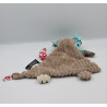 Doudou plat lion beige bleu vert Jelekros BABY DEGLINGOS