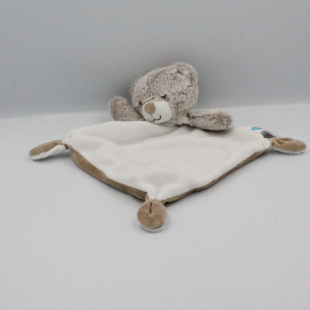 Doudou plat ours beige blanc TEX BABY