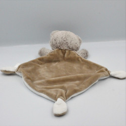 Doudou plat ours beige blanc TEX BABY