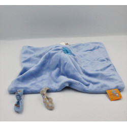 Doudou plat rhinocéros bleu marron avion NATTOU