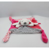 Doudou plat lapin rose gris blanc pois étoiles OBAIBI