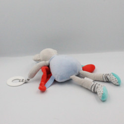 Doudou et compagnie pantin eveil ours gris bleu rouge Magic
