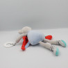 Doudou et compagnie pantin eveil ours gris bleu rouge Magic