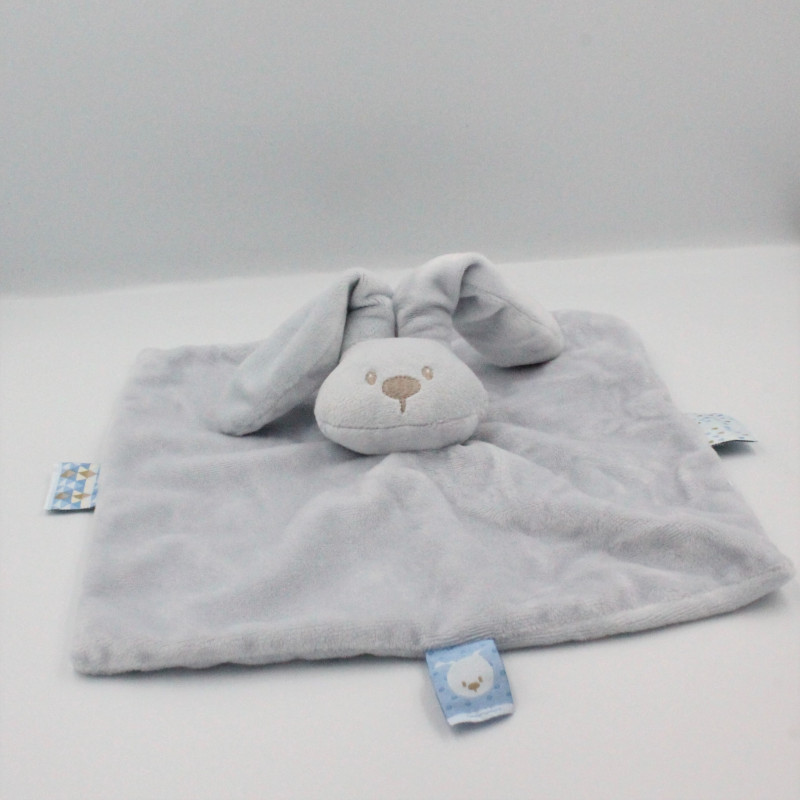Doudou plat carré lapin bleu Lapidou NATTOU