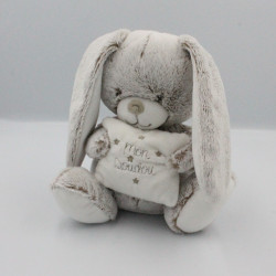 Doudou musical lapin beige marron blanc coussin TEX BABY