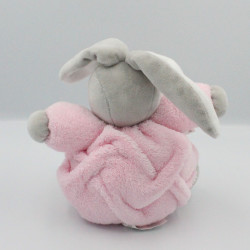 Doudou lapin plume gris rose blanc KALOO
