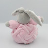Doudou lapin plume gris rose blanc KALOO
