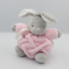 Doudou lapin plume gris rose blanc KALOO