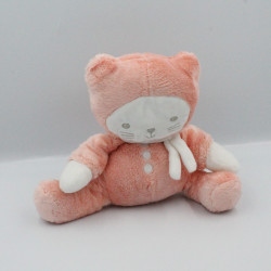 Doudou chat orange rose blanc OBAIBI