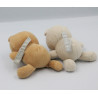 Doudou attache tétine ours beige et marron lot de 2