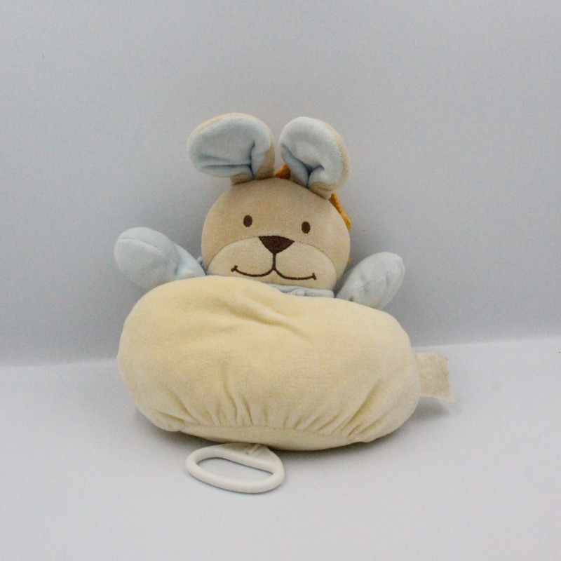 Doudou musical lapin jaune bleu BENGY