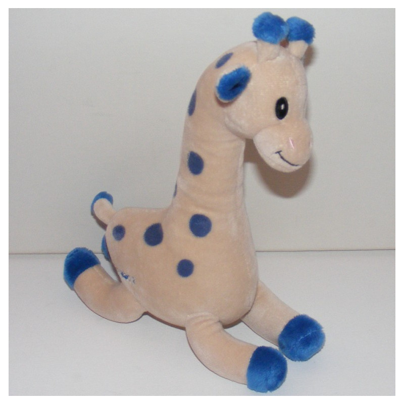 Doudou plat girafe bleu beige NOVALAC 2 